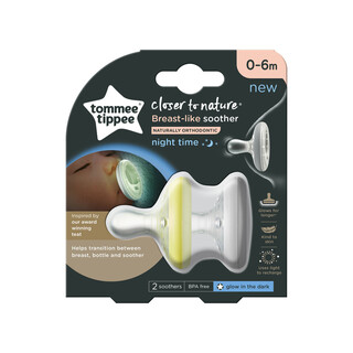Tommee Tippee Closer To Nature Night Time Soother, Pack of 2 (0-6 months)